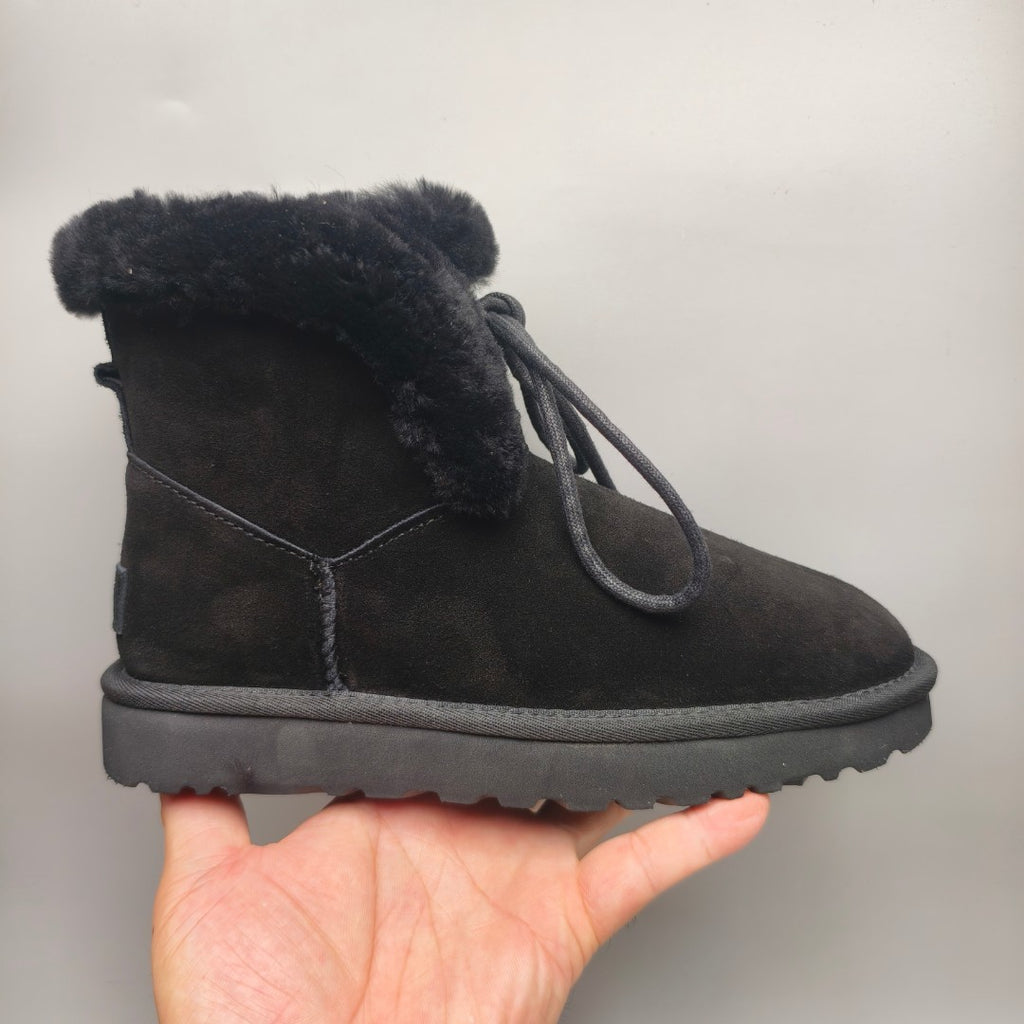Lace-Up Mid-Calf Casual Boots - Black, Model 4576