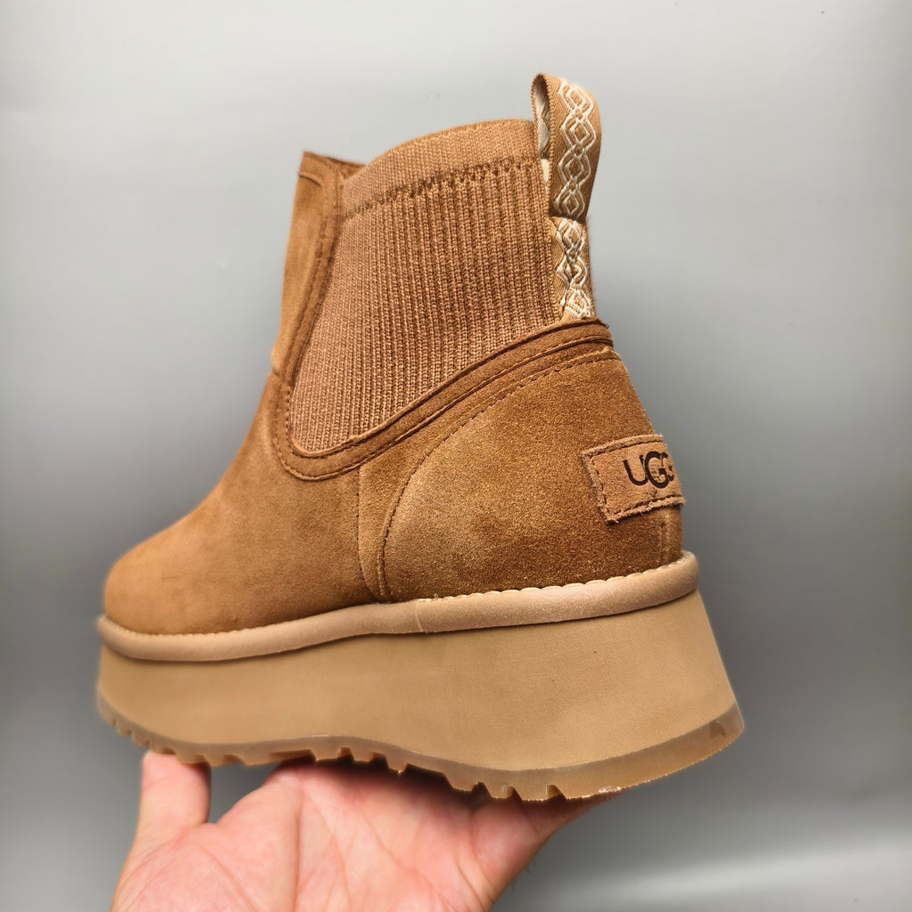 5 cm Platform Casual Shoes - Chestnut, Model 3258