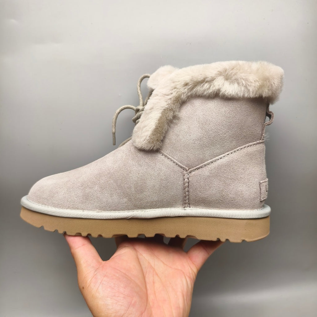 Lace-Up Mid-Calf Casual Boots - Gray, Model 4576