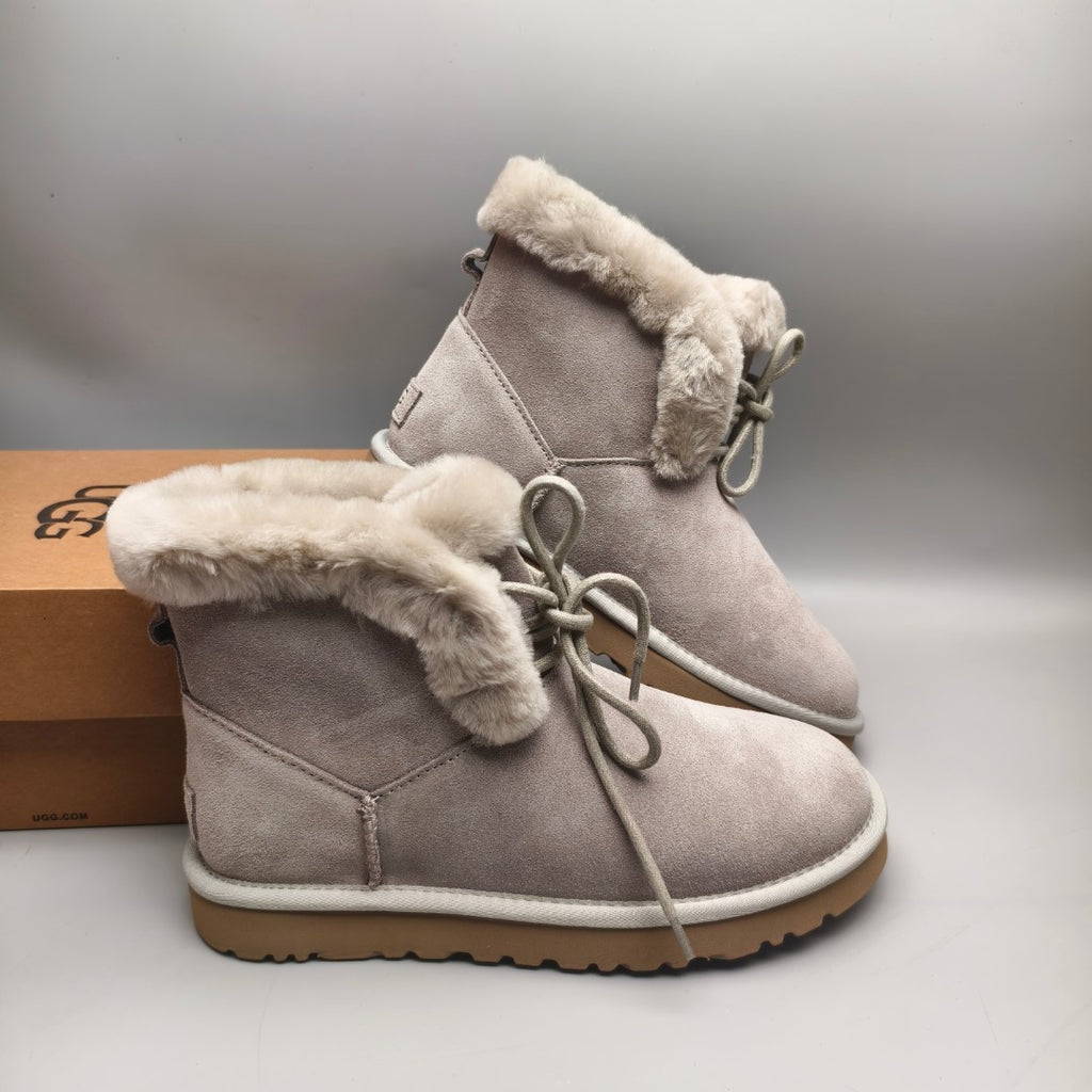Lace-Up Mid-Calf Casual Boots - Gray, Model 4576