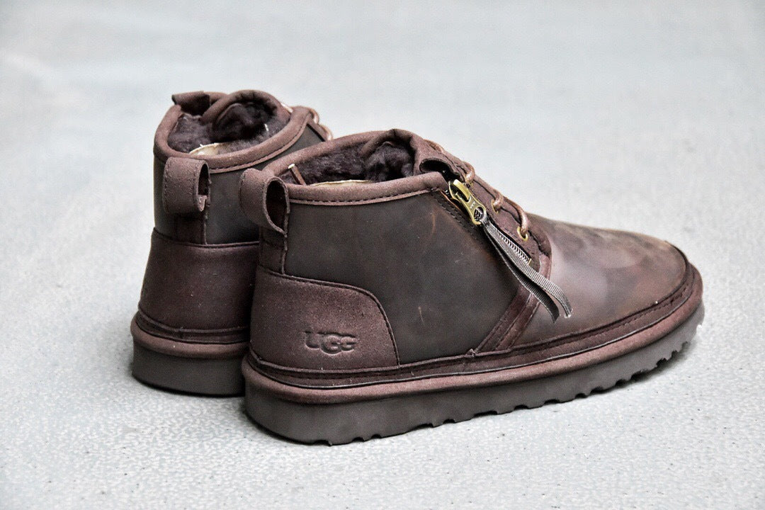 Men's Crazy Horse Leather Zip-Up Shoes - Model 3883