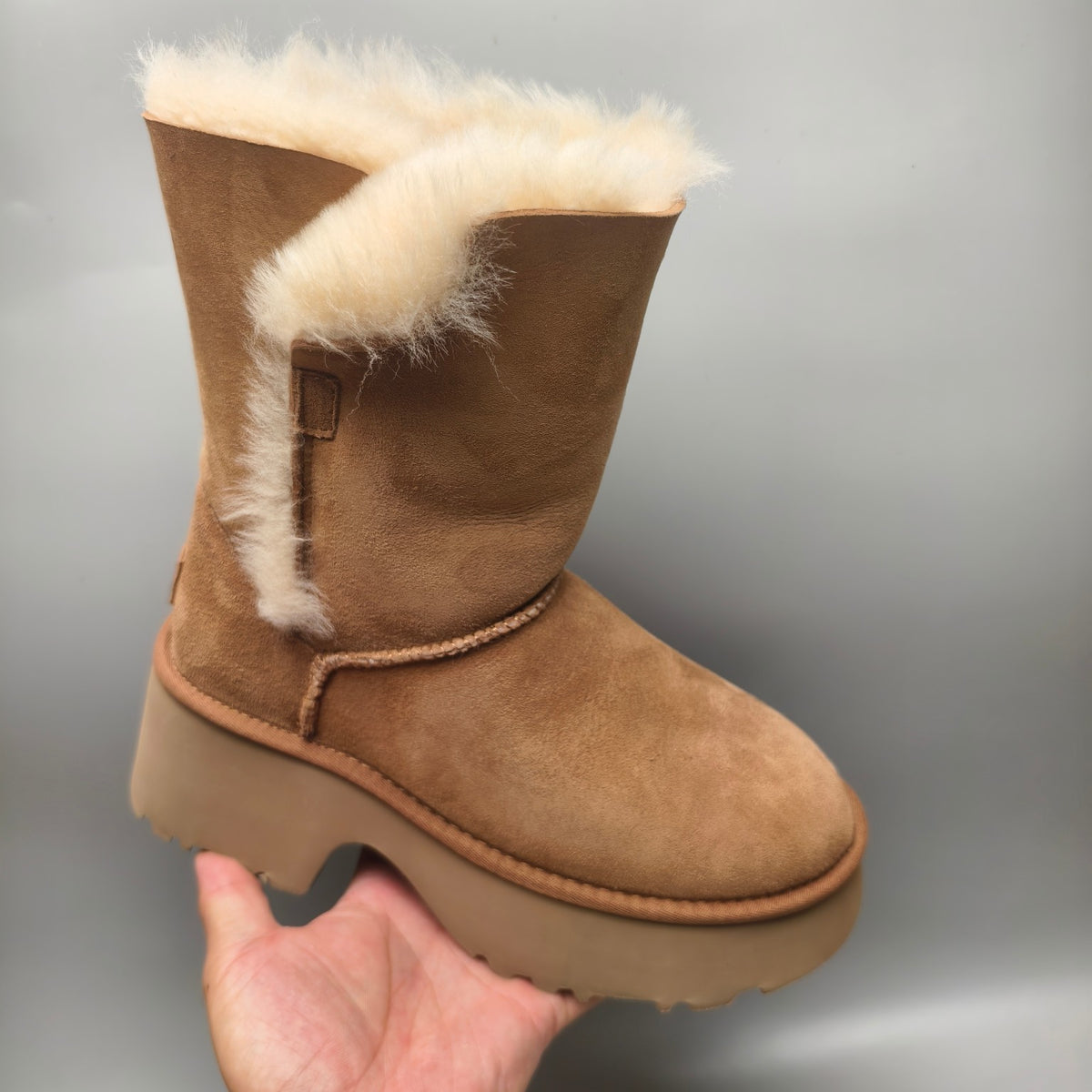 Women's Platform Wedge Mid-Calf Boots - Chestnut, Model 1533