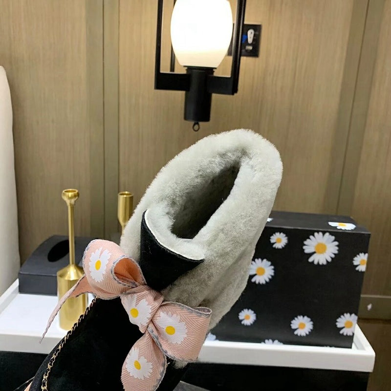 Daisy Chain and Ribbon Detail Shoes - Black, Model 7888