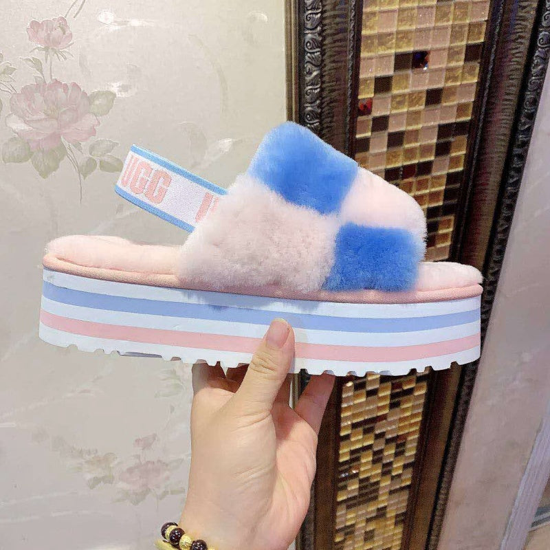 Platform Sandals - Pink Colorblock, Model 3490