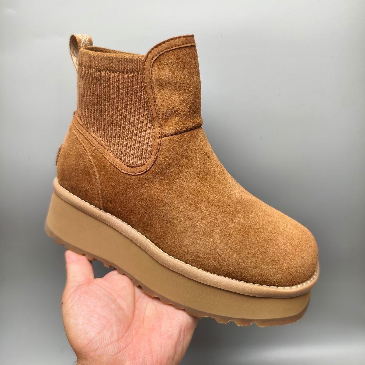 5 cm Platform Casual Shoes - Chestnut, Model 3258
