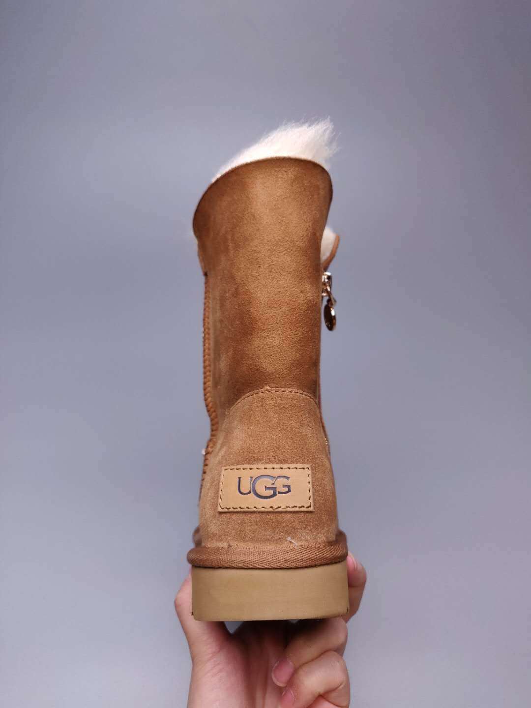 Side-Zip Mid-Calf Boots - Chestnut, Model 2480