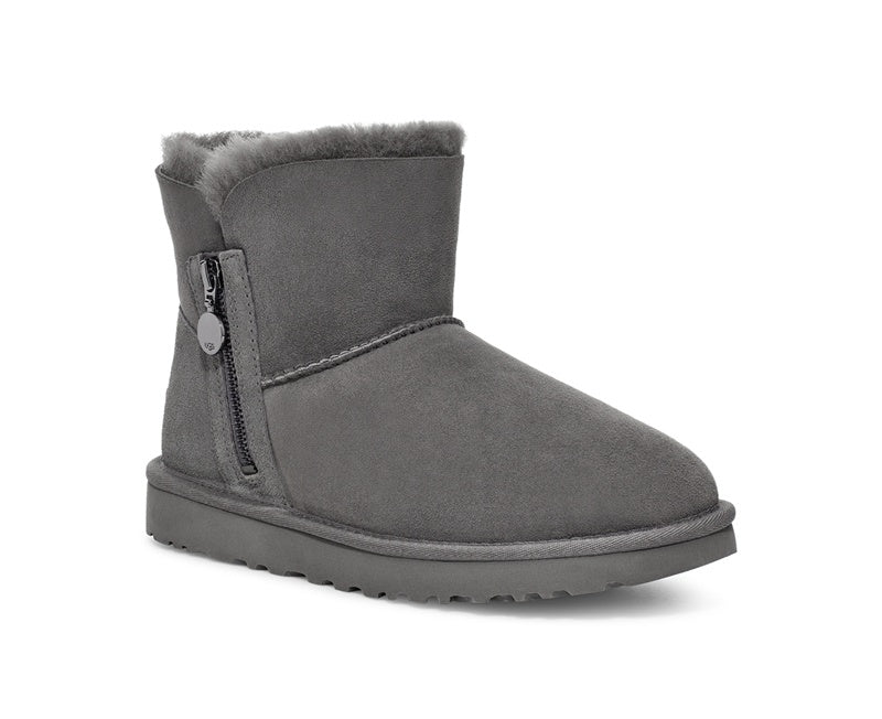 Side-Zip Ankle Boots - Gray, Model 2481
