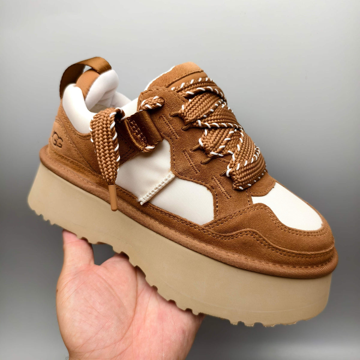 Chunky Platform Dad Sneakers - Chestnut, Lace-Up Style 1541