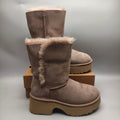 Women's Platform Wedge Mid-Calf Boots - Walnut, Model 1533