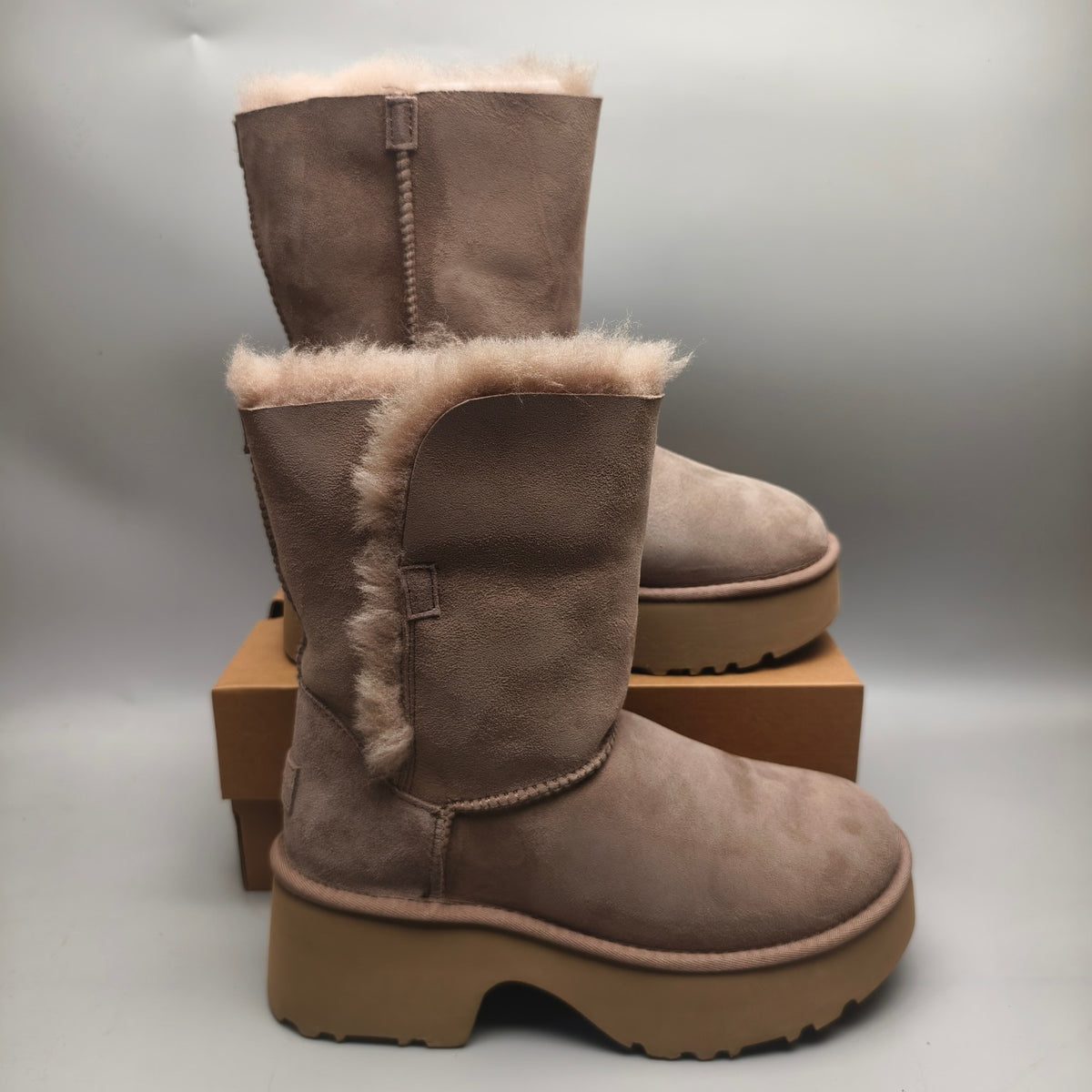 Women's Platform Wedge Mid-Calf Boots - Walnut, Model 1533