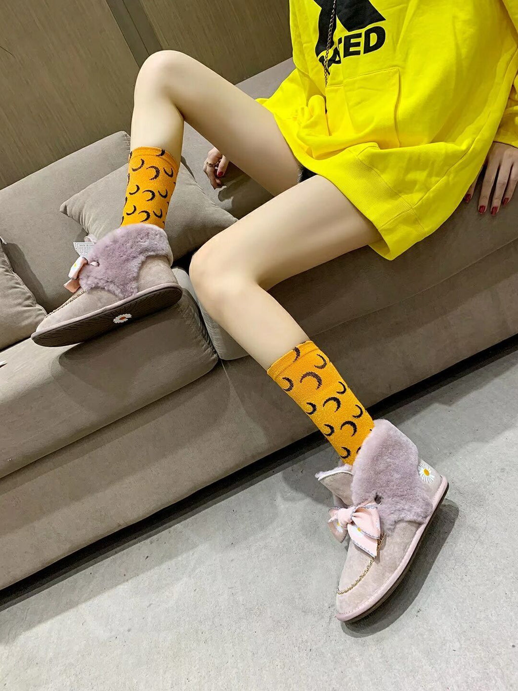 Daisy Chain and Ribbon Detail Shoes - Dusk Pink, Model 7888