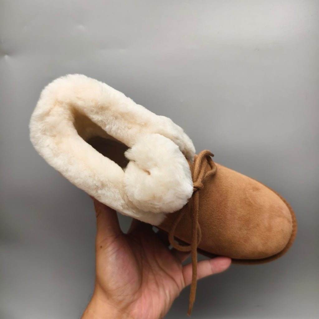 Lace-Up Mid-Calf Casual Boots - Chestnut, Model 4576