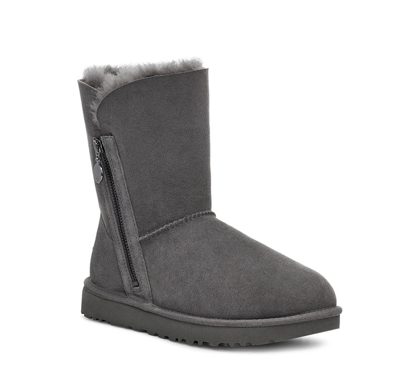 Side-Zip Mid-Calf Boots - Gray, Model 2480