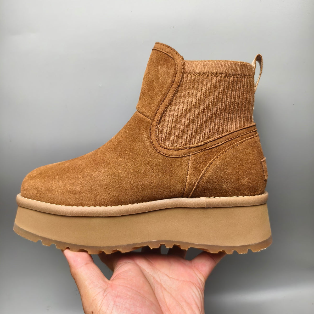 5 cm Platform Casual Shoes - Chestnut, Model 3258