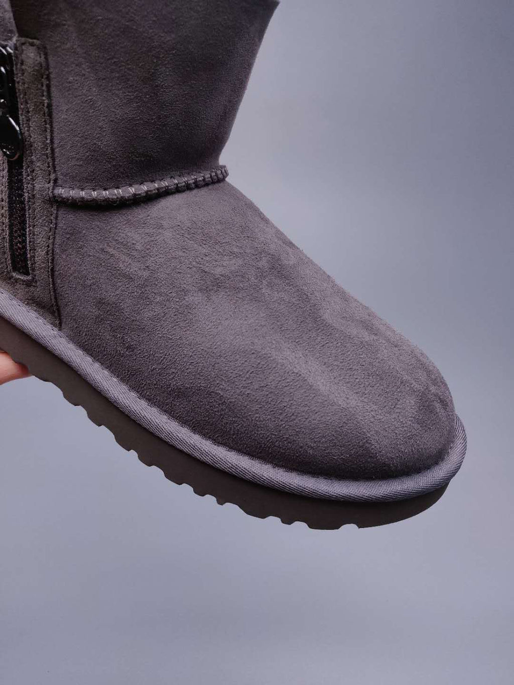 Side-Zip Ankle Boots - Gray, Model 2481