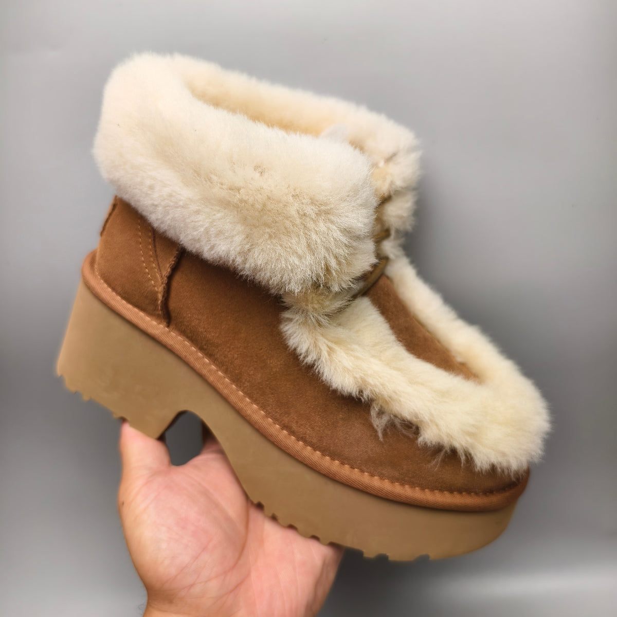 Lace-Up Wedge Ankle Boots - Chestnut, Esme 1532