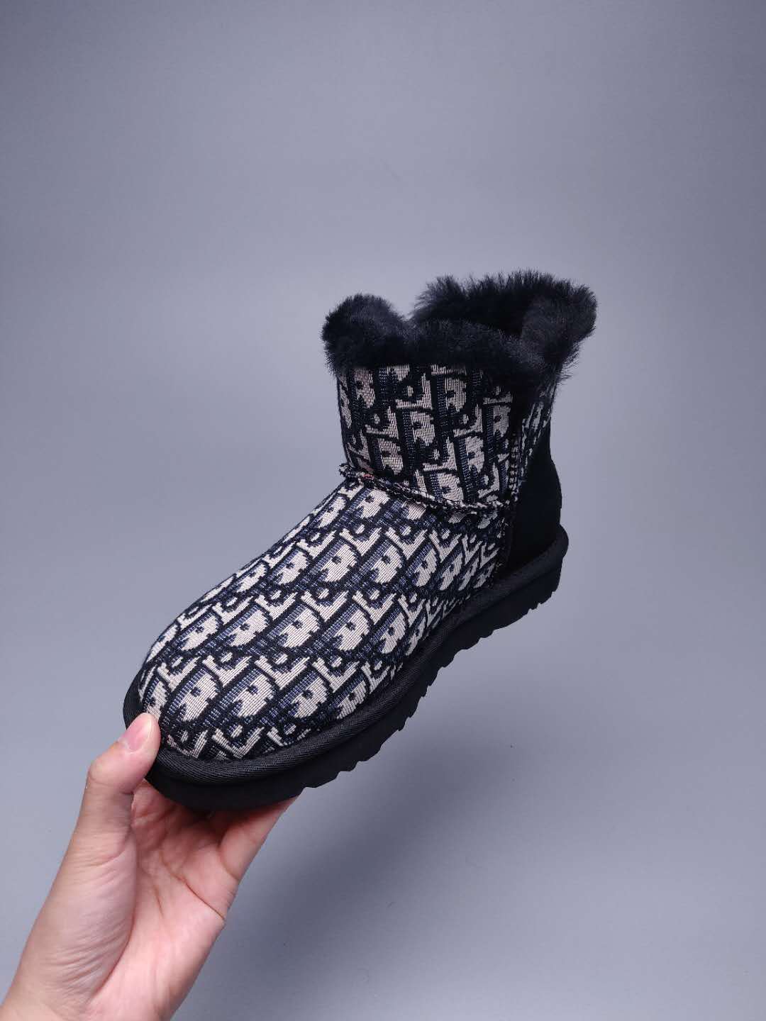 Fabric-Texture Shoes - Black, Model 6554