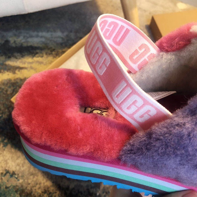Platform Sandals - Fuchsia Colorblock, Model 3490