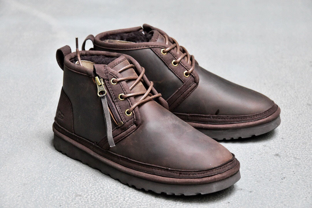 Men's Crazy Horse Leather Zip-Up Shoes - Model 3883