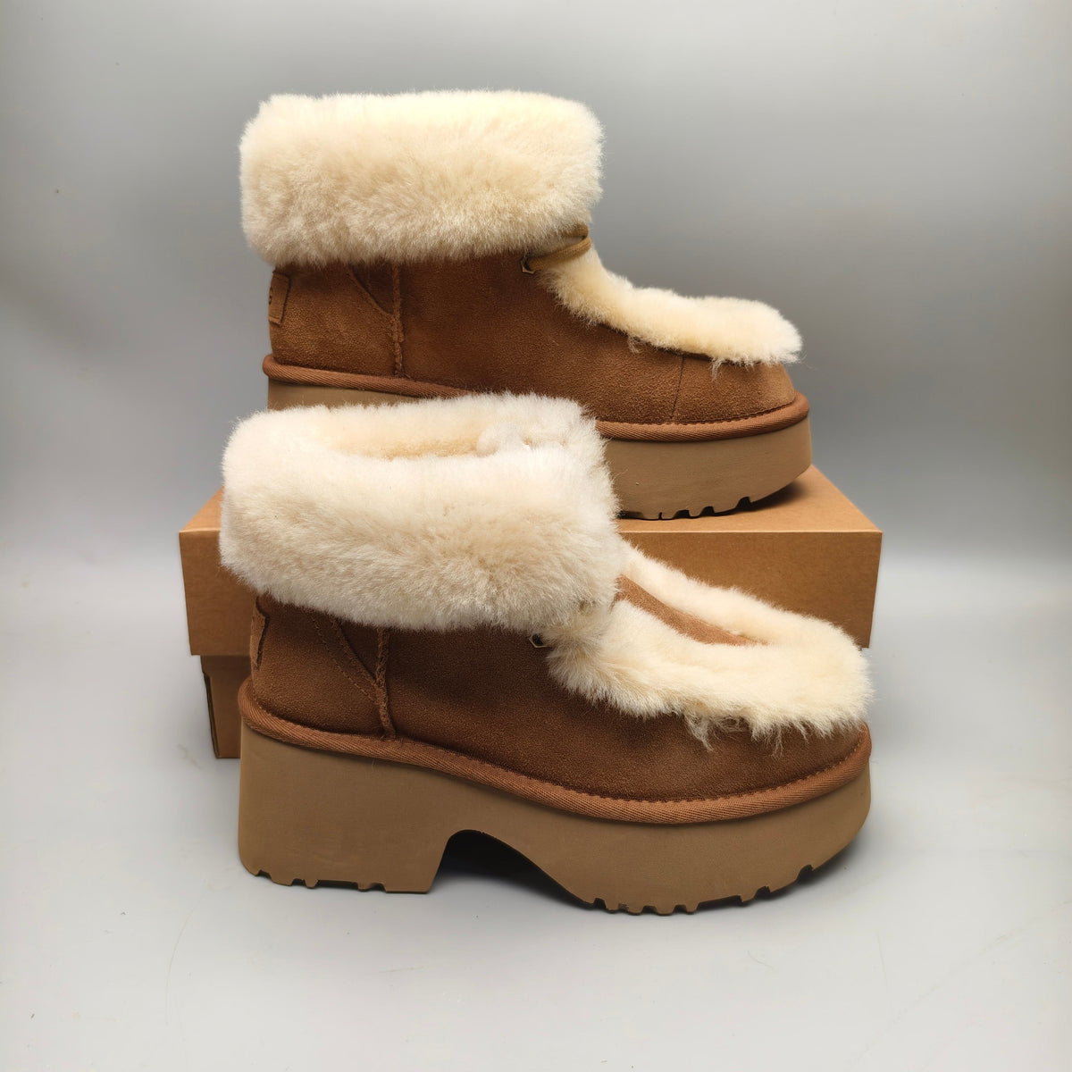 Lace-Up Wedge Ankle Boots - Chestnut, Esme 1532