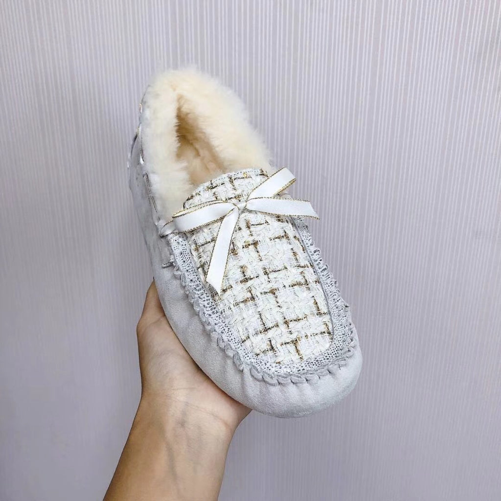 Chic Moccasin-Style Loafers - Pearl White, Model 5623