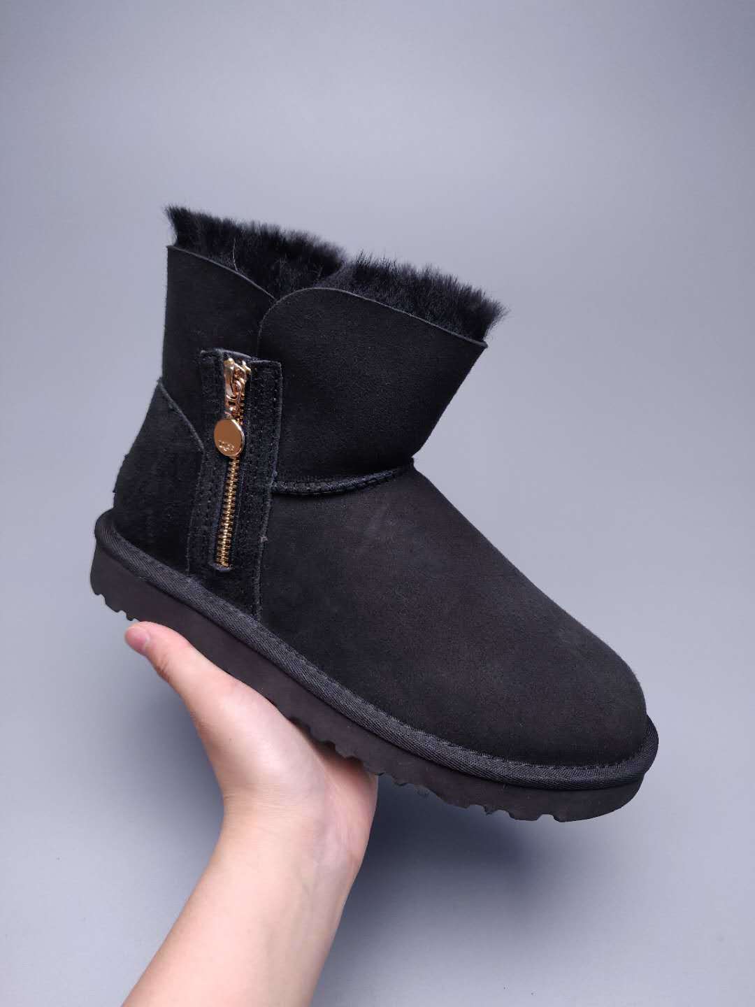 Side-Zip Ankle Boots - Black, Model 2481