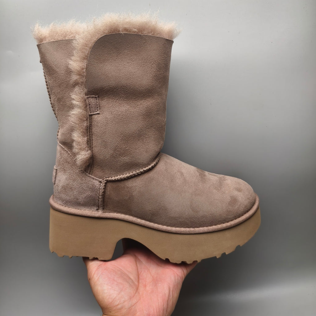 Women's Platform Wedge Mid-Calf Boots - Walnut, Model 1533
