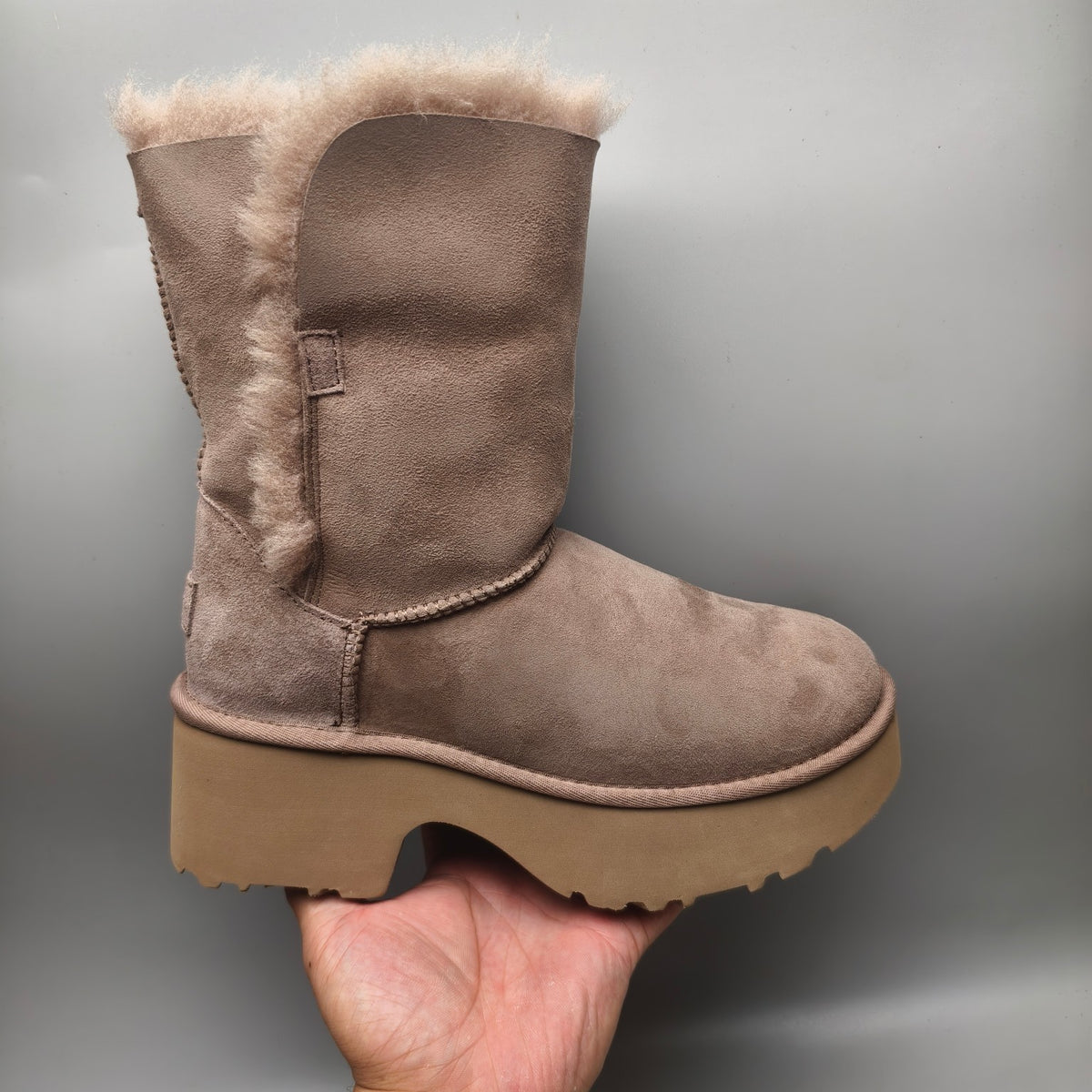 Women's Platform Wedge Mid-Calf Boots - Walnut, Model 1533