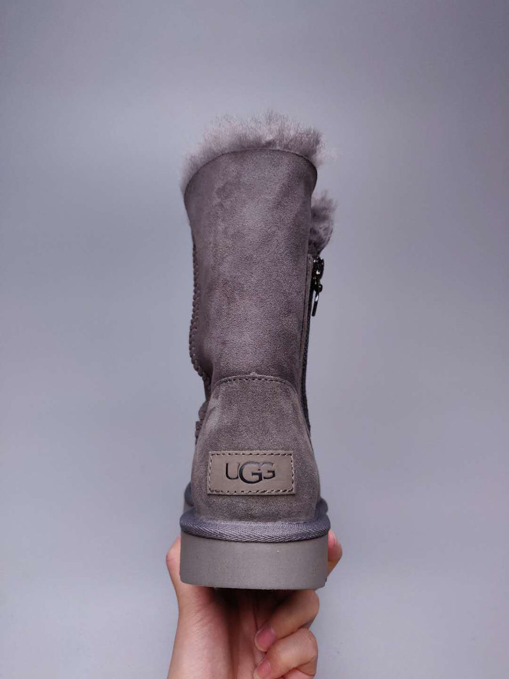 Side-Zip Mid-Calf Boots - Gray, Model 2480