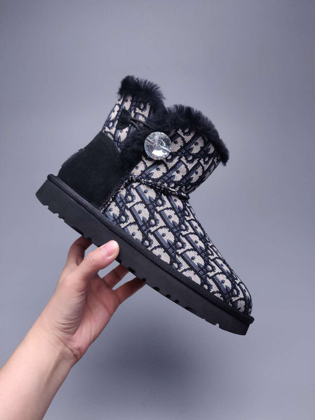 Fabric-Texture Shoes - Black, Model 6554