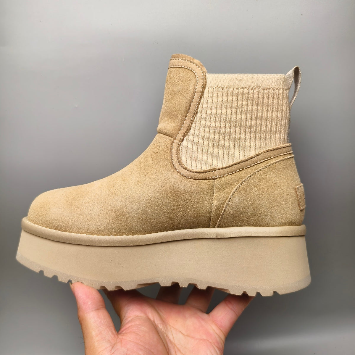 5 cm Platform Casual Shoes - Sand, Model 3258