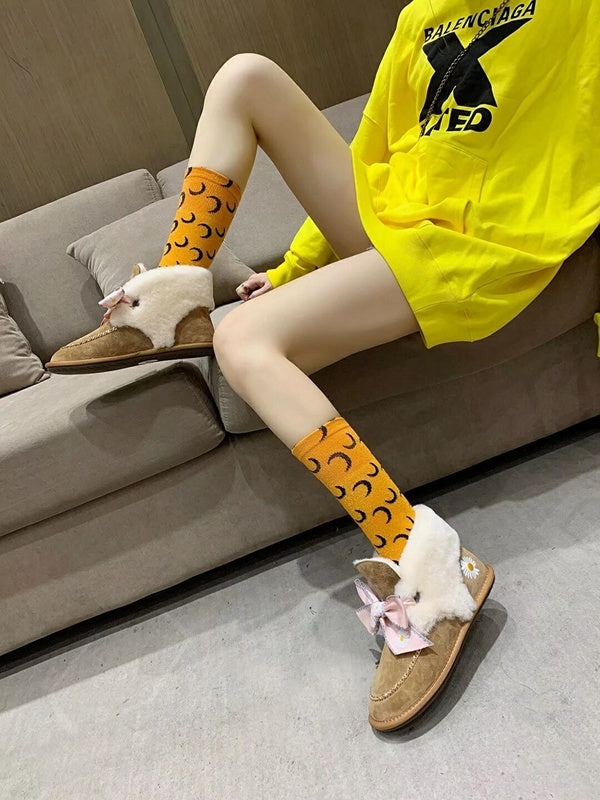 Daisy Chain and Ribbon Detail Shoes - Chestnut, Model 7888
