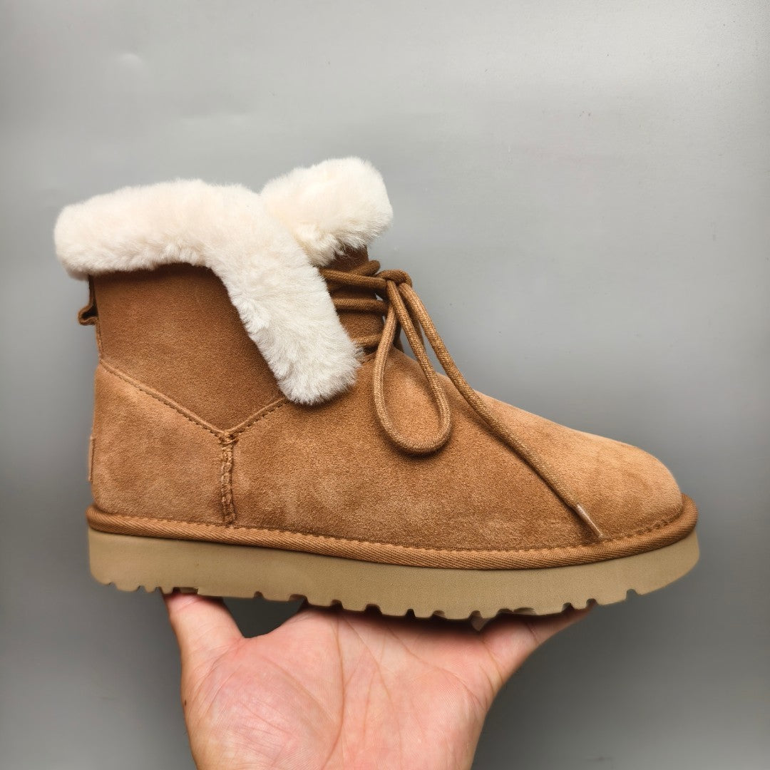 Lace-Up Mid-Calf Casual Boots - Chestnut, Model 4576