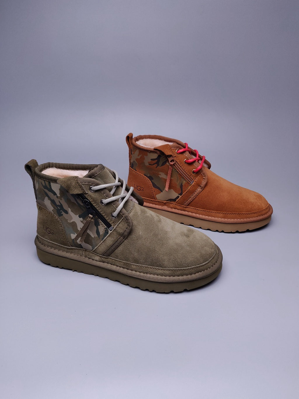 Men's Colorblock Camouflage Shoes - Army Green, Model 4193