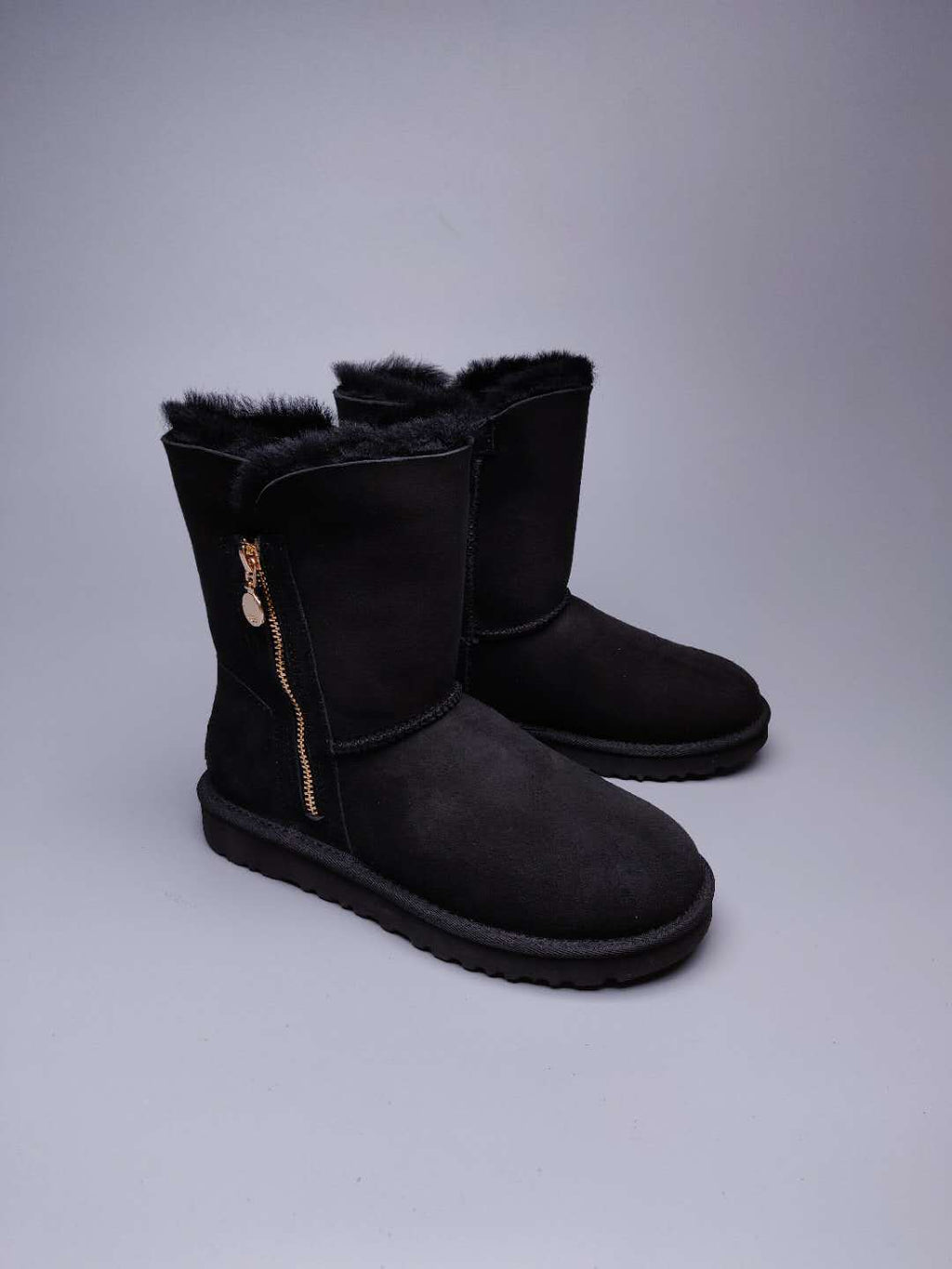 Side-Zip Mid-Calf Boots - Black, Model 2480