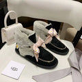 Daisy Chain and Ribbon Detail Shoes - Black, Model 7888