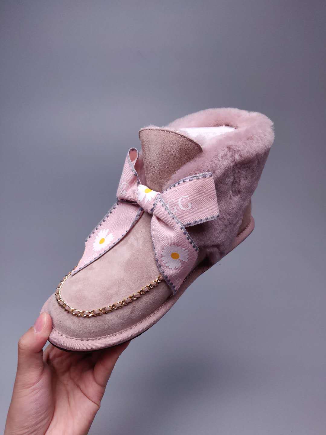 Daisy Chain and Ribbon Detail Shoes - Dusk Pink, Model 7888
