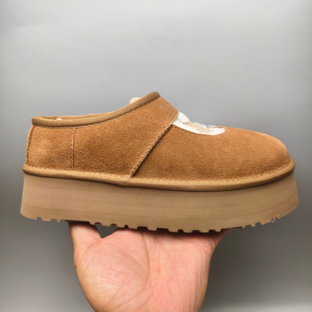 Platform Mary Jane Fashion Shoes - Chestnut, Model 7612